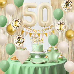50Th Birthday Decorations for Women Men,Sage Green Birthday Balloons Happy 50Th