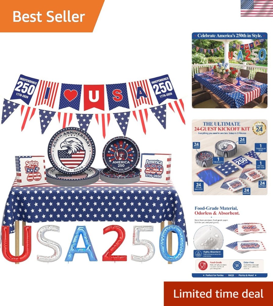 All-in-One Patriotic 123PCS Kit for 250th Anniversary – Perfect for 4th of July