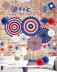 Recyclable 4th of July Decorations Set: 26pcs Love Banner & Hanging Decor
