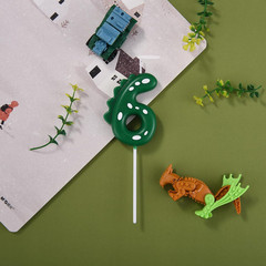 2.76 Inch Green 6 Dinosaur Birthday Candle, Dinosaur Birthday Decorations, Dinos