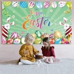 New Easter Photo Booth 71 x 43Large Easter Colorful Eggs Background Party Banner
