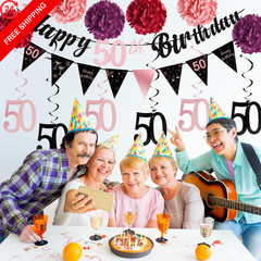 FASOTY 50th Birthday Decorations for Women Rose Gold 50th,