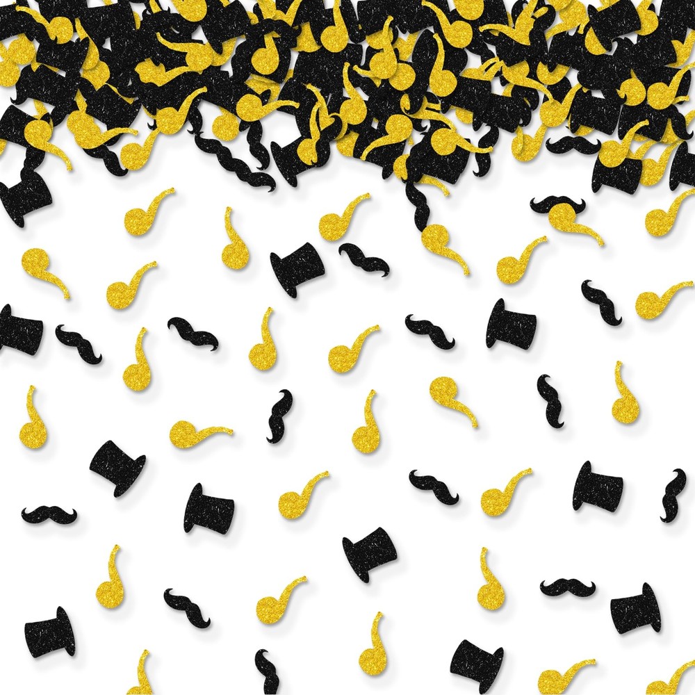 100pcs Little Man Confetti, Little Mustache Table Confetti for Boys, Top Hat Pap
