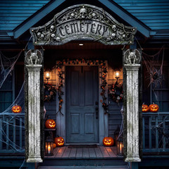 3 Pcs Halloween Cemetery Archway Door Banners Gothic Porch Sign Cover Decor