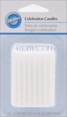 Wilton Birthday Candles 2.5″, White Striped Spirals, 24/Pkg