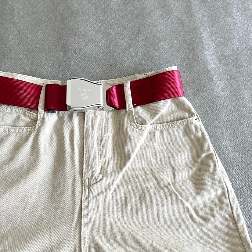 Fashion MAROON Belt With LOGO In Buckle Adjustive Lengh Max 115cm