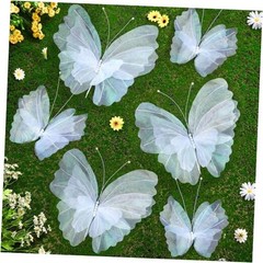 6 Pcs Giant Artificial Butterfly Party Decorations 20 Inch White Classic Style