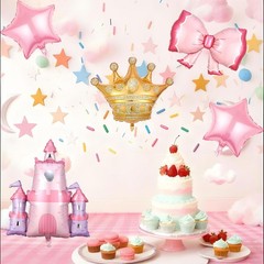 Castle Balloons 5 Pcs Princess Balloons Pink Castle Balloon for Baby Shower P…