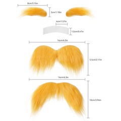 2 PCS Yellow Mustache and Eyebrows with Spare Tape, 2 Novelty Realistic Yellow F
