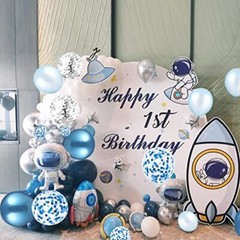 60 Light Blue, White, Silver Metallic Balloons Confetti Decoration for Birthday