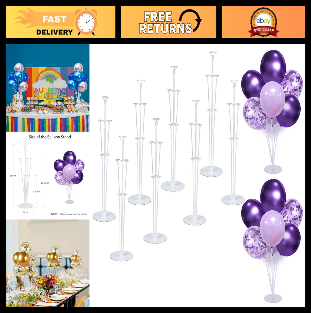 8 Set Balloon Stand Kit – Table Centerpiece Sticks & Bases for Party Decor, Birt