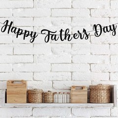 Happy Fathers Day Decorations Banner Black Glitter, Father’s Glitter