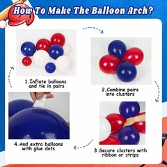 149pcs Baseball Balloons Arch with Navy Blue Red Sand White Balloons for Grad…