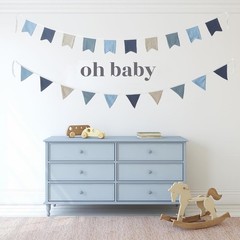 Muslin Cotton Fabric Pennant Banner Flags, 2 Pcs Nursery Garland Bunting Tria…