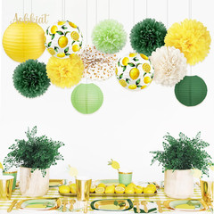 Lemon Party Decorations Set,12 PCS Yellow Green Lemon Pattern Paper Lanterns and