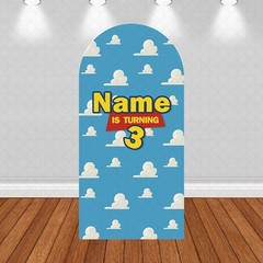Blue Sky White Clouds Arch Backdrop Cover Boys Party Personalised Background