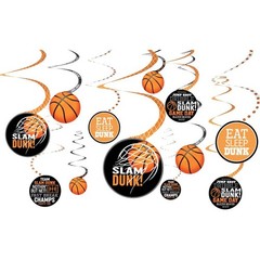 Nothin But Net Basketball Hanging Swirl Decorations 12 Per Pack 3 Paper