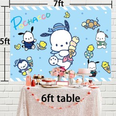 Pochacco Party Decoration Birthday Backdrop Blue Banner Photography Vinyl 7x5ft