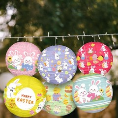 Pastel Bunny Paper Lanterns – 12 Pcs 8-Inch Decorations for Easter Gatherings