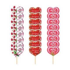 24pcs Mother’s Day Cake Toppers – Pink Love Party Decorations for Mum