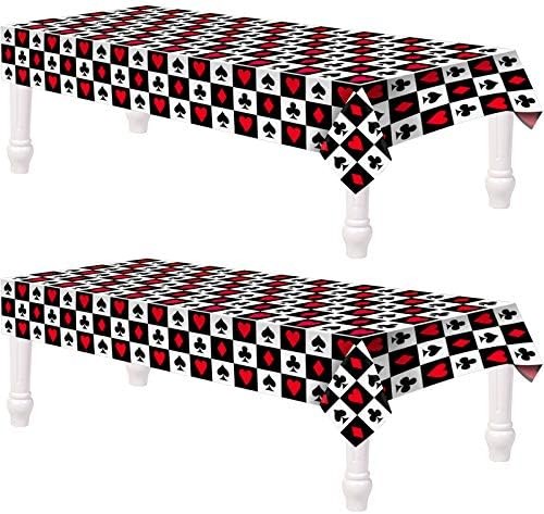 2 Pcs Casino Theme Party Decorations Poker Tablecloth Las Vegas Plastic Table