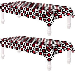 2 Pcs Casino Theme Party Decorations Poker Tablecloth Las Vegas Plastic Table