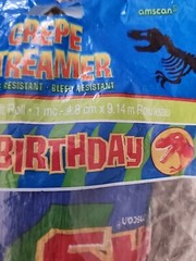 Prehistoric Party Crepe Streamer Dinosaur Happy Birthday 1pc 30 Feet