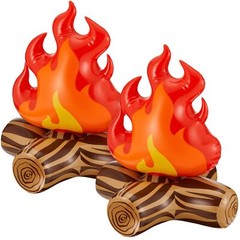 2 Pcs Inflatable Fake Campfire Camping Bonfire Props Party for Indoor Camping