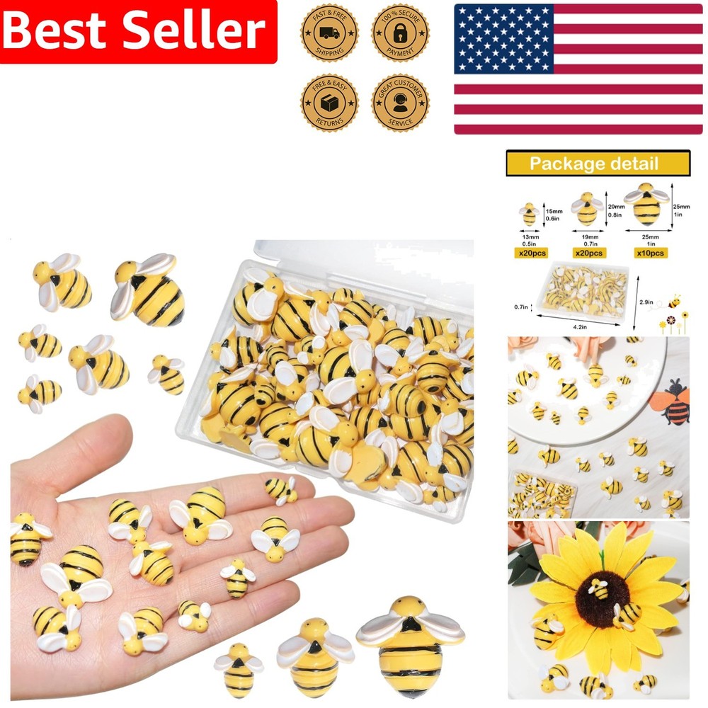 Small Plastic Craft Bees, 50 Pcs Cute Bumblebee Decorations for Parties & Crafts