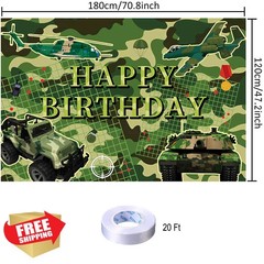Camouflage Happy Birthday Backdrop Banner Military Party Photo Booth