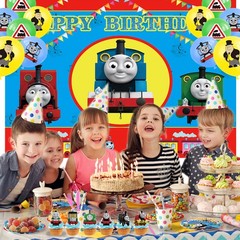 43PCS Thomas Train Party Supplies Set Plates Balloons Banner Cake Toppers