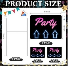Party Yard Signs 12×16 Double Sided with Metal Stakes — Set of 12
