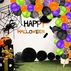 50 Pcs 12 Inch Halloween Balloons Halloween Decorations Orange Black Purple G…