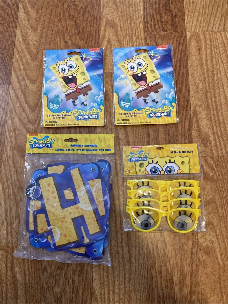 SpongeBob SquarePants Birthday Party Decorations 4 Pk Glasses,Banner &Balloons