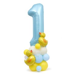 Rubber Ducky First Birthday Balloon Decoration Set, 40-Inch Blue Number 1 wit…