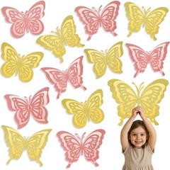 AmazingSpark 24 Pcs Butterfly Decorations Large Butterflies 3D Rose Gold