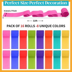 16 Rolls 528 Ft Rainbow Colorful Crepe Paper Streamers Classroom Party Decor