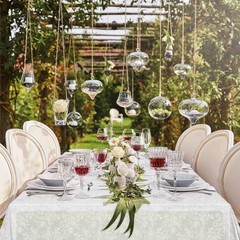 12 Pack Plastic Lace Tablecloth, White Plastic Table Cloths for Parties Dispo…