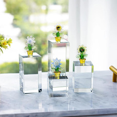 Qfkris Clear Polished Glass Display Blocks Photo Props Transparent Cube | 4 Pack