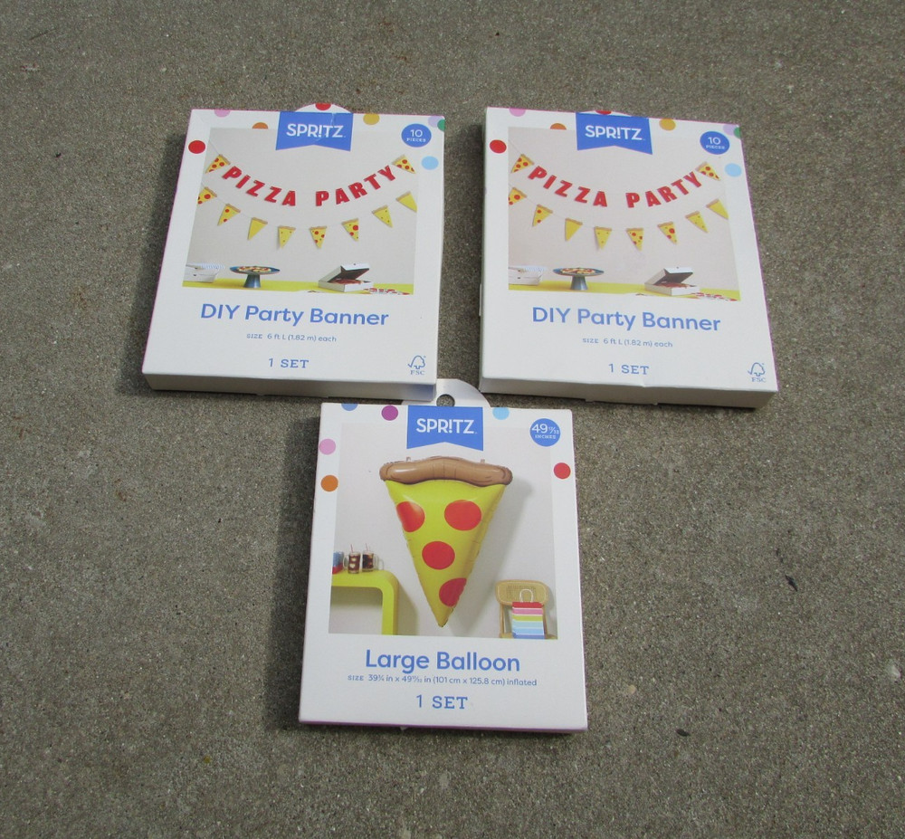 3 Spritz Pizza Party DIY Banner Sets Balloon Kids Birthday Decorations Target
