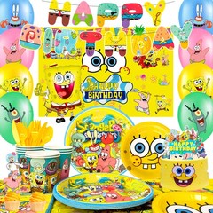 SpongeBob Party Decorations 99 Pcs SpongeBob Birthday Balloons Backdrop Plates