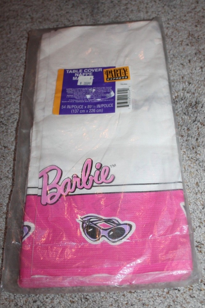 1993 Vintage Barbie paper table cover sunglasses high heels pink