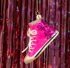 Retro Converse Shoe Glass Ornament Mens Womens Kids Adult 70s 80s Pink Barbie