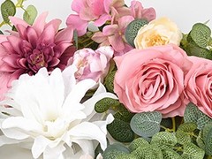 8.85Ft Flower Garland, Eucalyptus Greenery Garland with Flowers, Pink Rose
