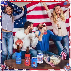 8 PCS Patriotic Can Cooler Sleeves Bulk Independence Day Decorations American Fl