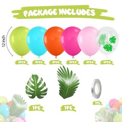 Tropical Balloons, 50 Pcs Teal Blue Orange Hot Pink Pastel Light Green Balloo…