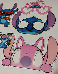 Stitch Themed Party Masks Decor 20 Pieces & Sticks Cake Toppers Wall Decor Photo