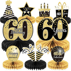 9 Pieces 60Th Birthday Decoration 60 Th Birthday Centerpieces for Tables Decorat