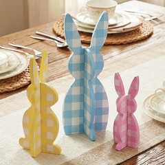 Wooden Easter Bunny Decor Table Centerpiece Tiered Tray Home 58 Inch 3 PCS