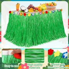 Hawaiian Party Table Skirt Decorations, 2PCS Green Luau Party Table Skirt Dec…